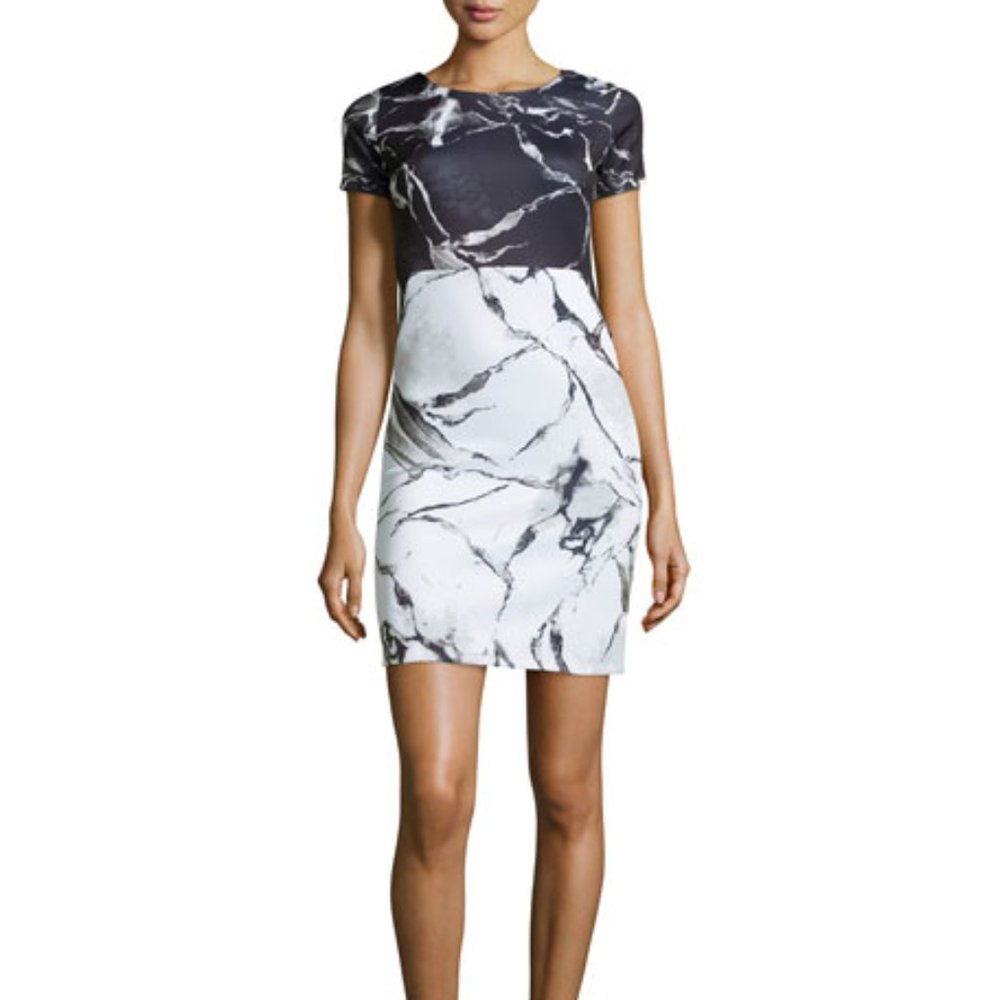 Carmen Marc Valvo Marble Scuba Dress